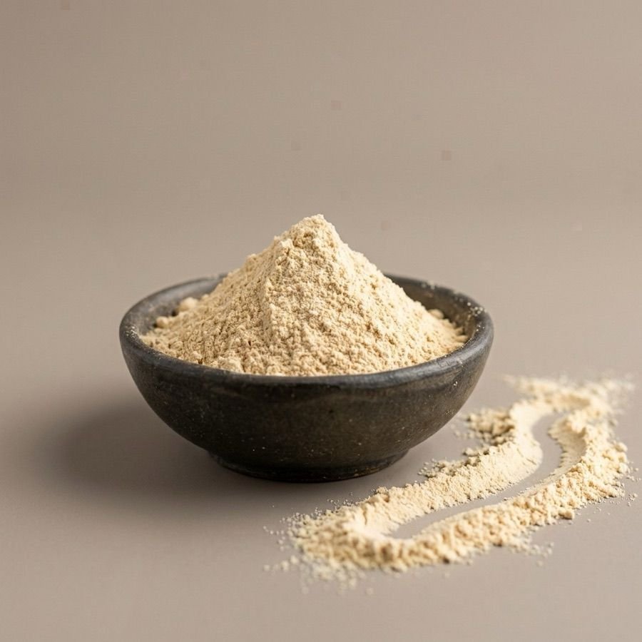 Milled jackfruit flour in a stoneware bowl